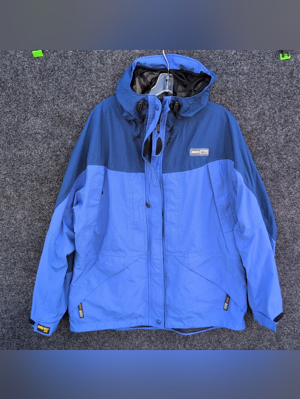 REI Goretex XCR Jacket Mens Large Blue Fly Fishing Wading Shell 90s Waterproof